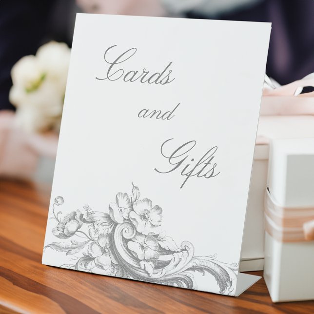 Signe De Table Élégant classique Rococo Floral (Créateur téléchargé)