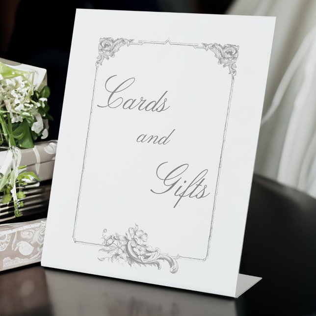 Signe De Table Élégant classique Rococo Floral (Créateur téléchargé)