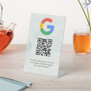 Signe De Table Élégant code QR de critiques Google sur présentoir