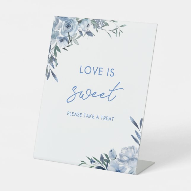 Signe De Table Elégant Dusty Blue Amour Est Doux Treat Favoriser (Recto)