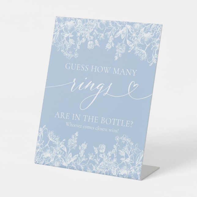 Signe De Table Élégant Dusty Blue Devinez Combien de Cercles Jeu (Recto)