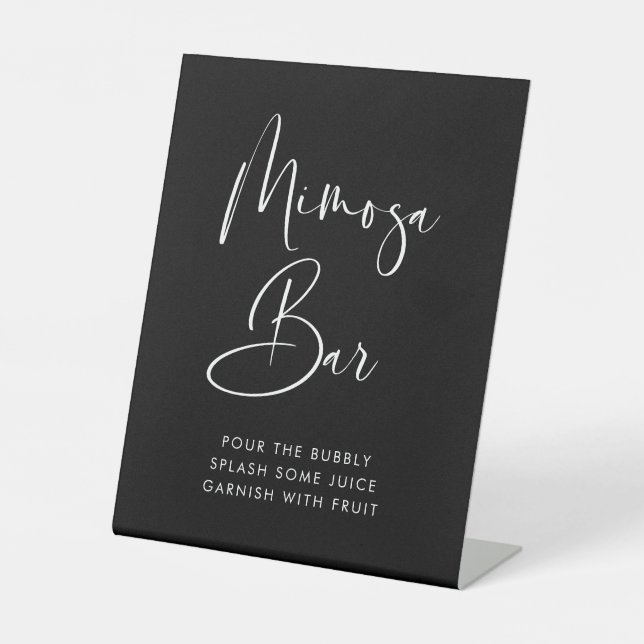 Signe De Table Elégant et moderne mariage noir Mimosa bar (Recto)