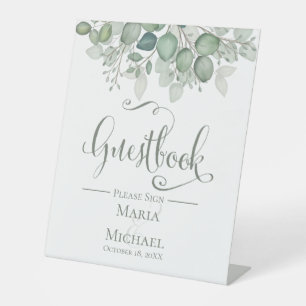Signe De Table Elégant Eucalyptus Feuille verdure Foliage Pedesta