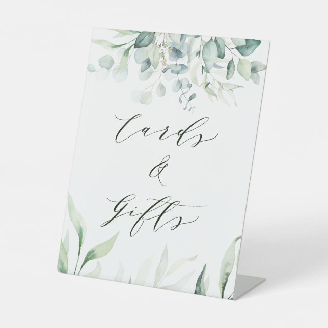 Signe De Table Élégant feuillage vert Cartes de Mariage & Cadeaux (Recto)