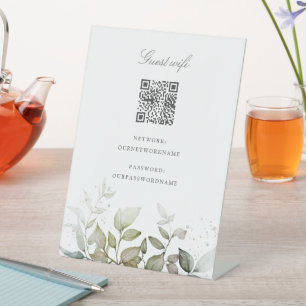 Signe De Table Élégant feuille invité Wifi qr code Signal Pedesta