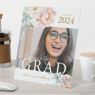 Signe De Table Élégant Floral Custom Graduation Signal Pedestal