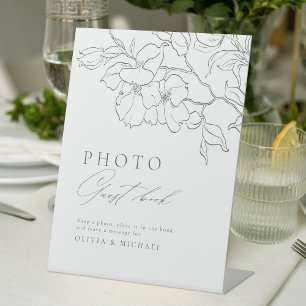 Signe De Table Elégant floral Sage Green Mariage Photo Livre d'in