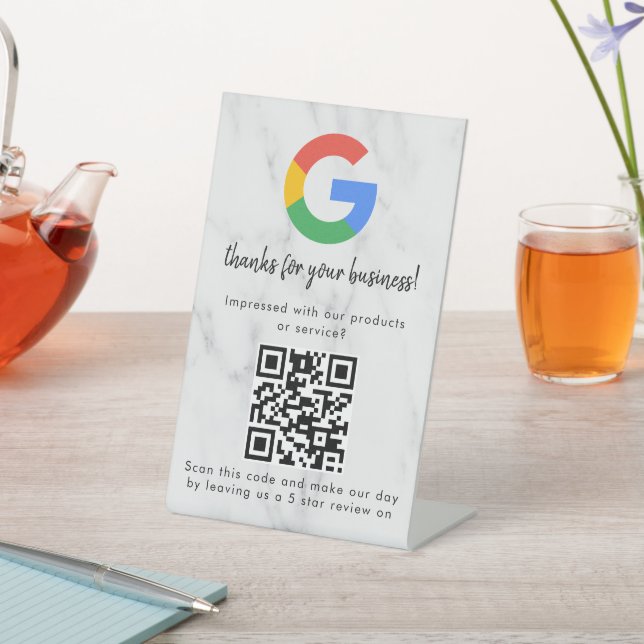 Signe De Table Elegant Google reviews qr code tabletop sign (In SItu)