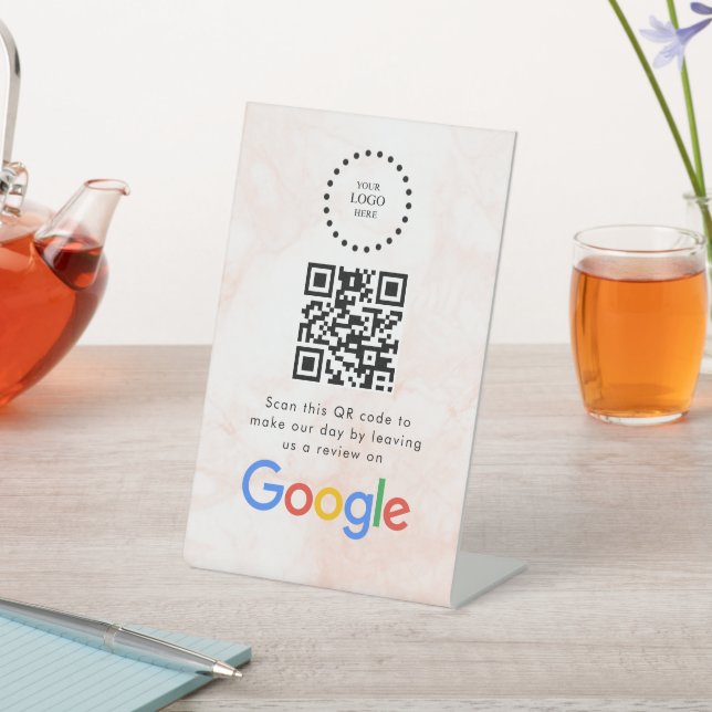 Signe De Table Elegant Google reviews qr code tabletop sign (In SItu)