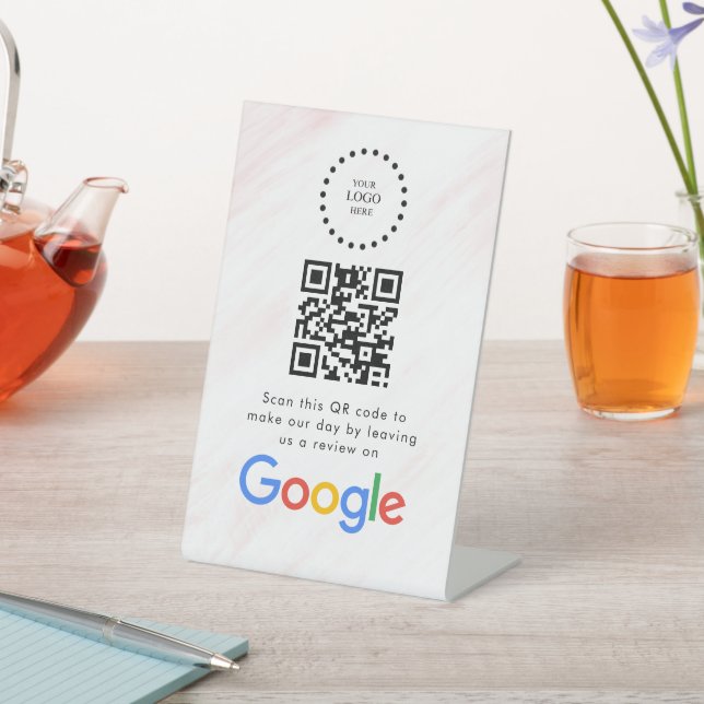 Signe De Table Elegant Google reviews qr code tabletop sign (In SItu)