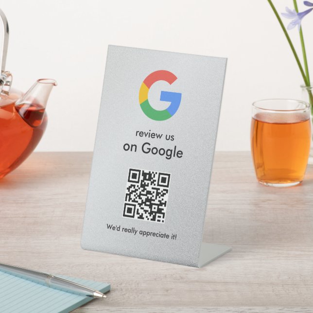 Signe De Table Elegant Google reviews qr code tabletop sign (In SItu)