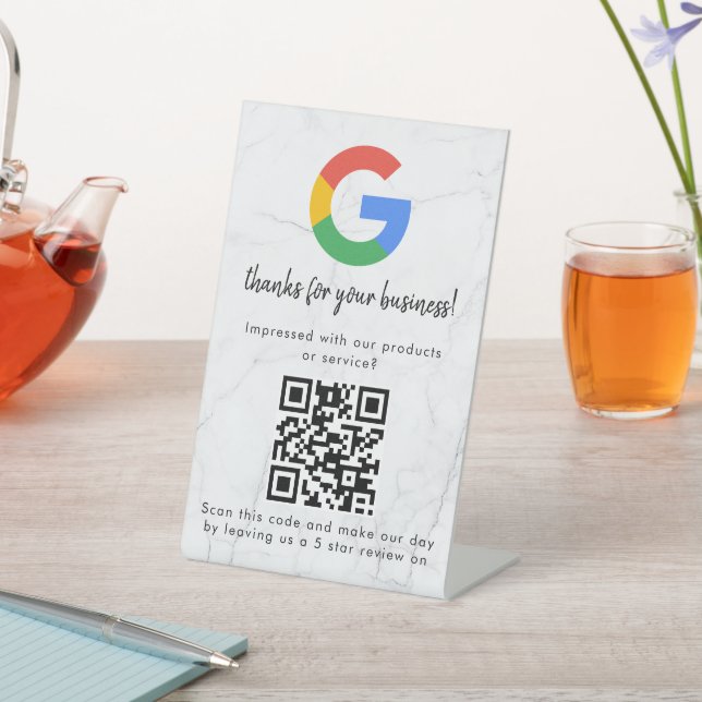 Signe De Table Elegant Google reviews qr code tabletop sign (In SItu)