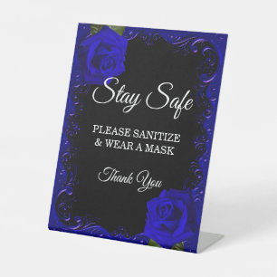 Signe De Table Élégant Goth Bleu Rose Mesures de sécurité des Mar