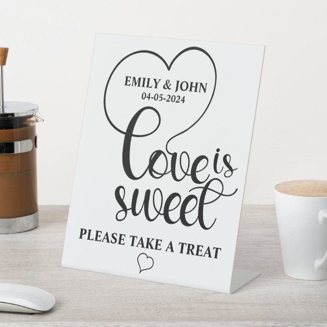 Signe De Table Elegant Love Is Sweet calligraphy Heart (In SItu)