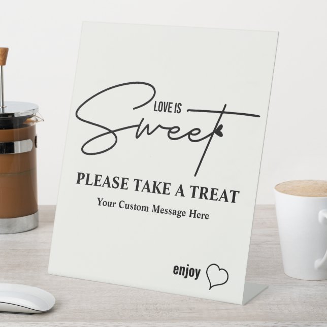 Signe De Table Elegant Love Is Sweet calligraphy Heart Simple (In SItu)