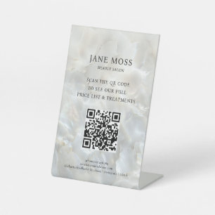 Signe De Table Elégant, Marbre, Salon, Code QR