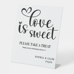 Signe De Table Élégant Mariage Amour Sucré Noir et Blanc