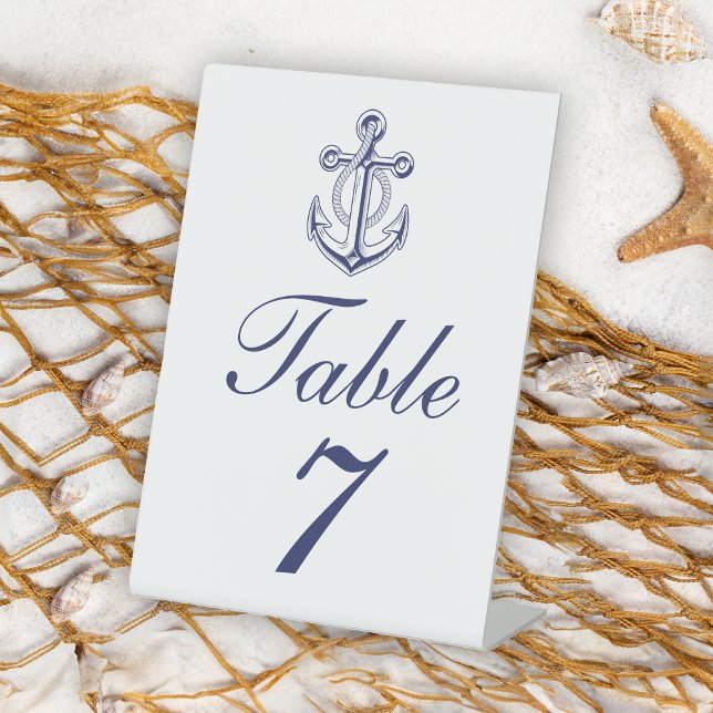 Signe De Table Élégant Mariage d'Ancre bleu marine (Créateur téléchargé)
