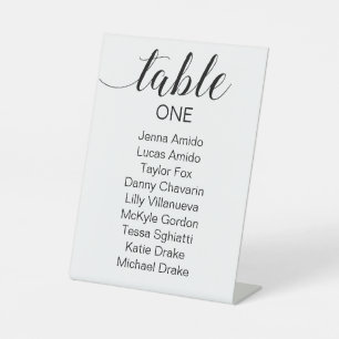 Signe De Table Élégant Mariage de script noir