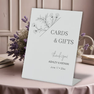 Signe De Table Élégant Mariage Floral "Cartes & Cadeaux"