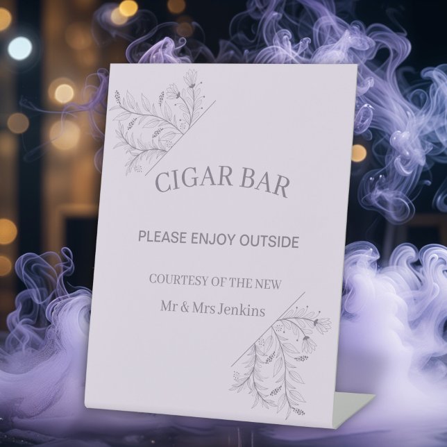 Signe De Table Élégant Mariage Floral "Cigar Bar" (Créateur téléchargé)