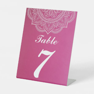 Signe De Table Élégant Mariage indien hindou rose et blanc