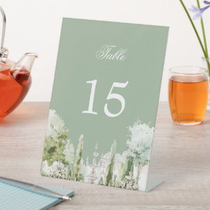 Signe De Table Élégant mariage manoir jardin aquarelle