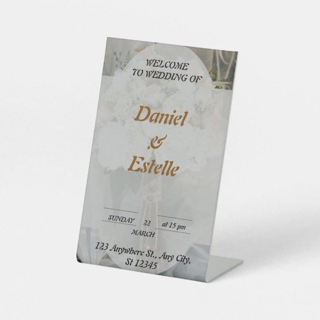 Signe De Table élégant mariage welcom personnalisé (Recto)