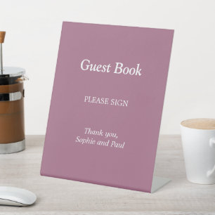 Signe De Table Élégant Mauve Guest Book Signal Piédestal