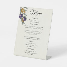 Signe De Table Elégant menu Mariage d'olive aquarelle