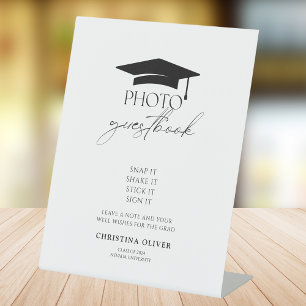 Signe De Table Elégant Moderne Graduation Photo Livre d'invité