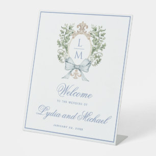 Signe De Table Élégant monogramme de poitrine de feuilles Bienven