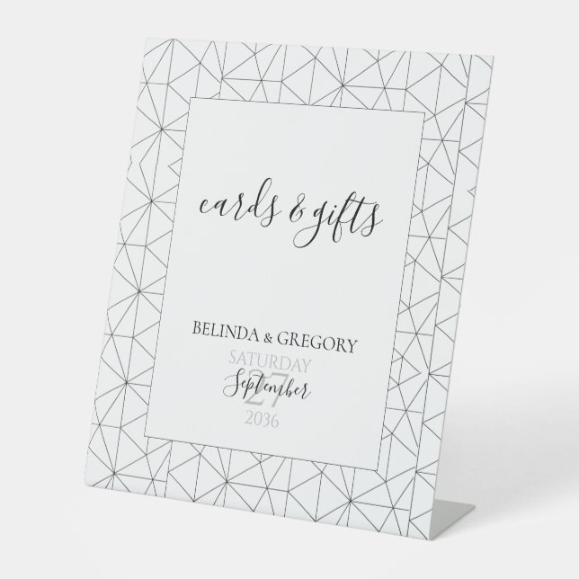 Signe De Table Elégant Motif géométrique Cartes de Mariage & Cade (Recto)