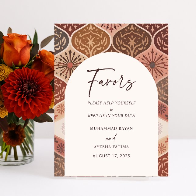 Signe De Table Élégant Nikkah Arabe Alliance islamique de mariage (Elegant Nikkah Arabic Islamic Wedding Favors Sign
)