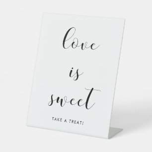 Signe De Table Élégant noir et blanc Mariage L'amour est doux