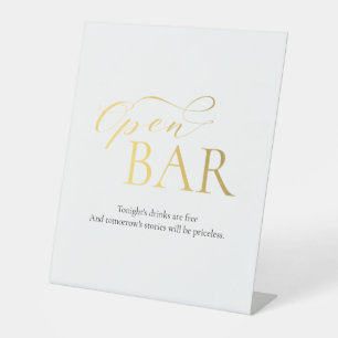 Signe De Table Élégant Open Bar Gold Calligraphy Mariage