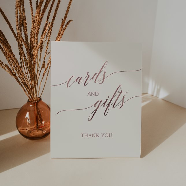 Signe De Table Élégant or Rose | Cartes et cadeaux en ivoire (Créateur téléchargé)