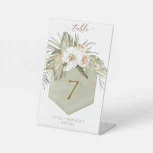 Signe De Table Elégant Palm Feuille Floral Green Table Numéro