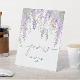 Signe De Table Élégant Purple Wisteria Douche Faveurs Signal
