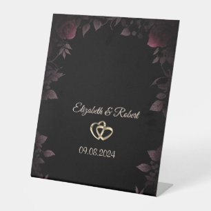 Signe De Table Élégant Rose de Bourgogne foncée Noir