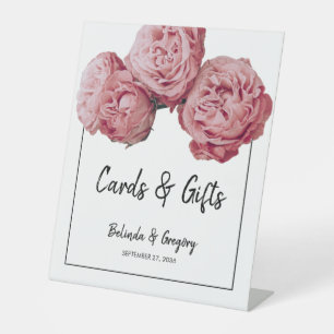 Signe De Table Elégant rose Roses Cartes de Mariage & Cadeaux