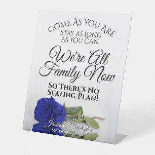 Signe De Table Elégant Royal Blue Rose Mariage de siège ouvert