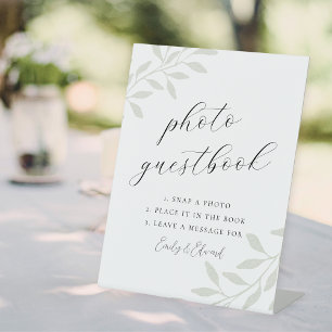 Signe De Table Elegant Sage Mariage Photo Table du livre d'or