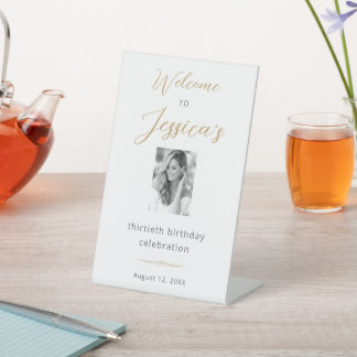 Signe De Table Elegant Script 30th Birthday Party Photo Welcome