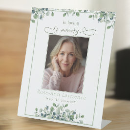 Signe De Table Elegant Simple Eucalyptus Photo In loving memory