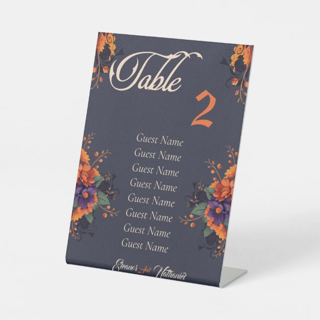 Signe De Table Elégant tableau gothique individuel (Recto)