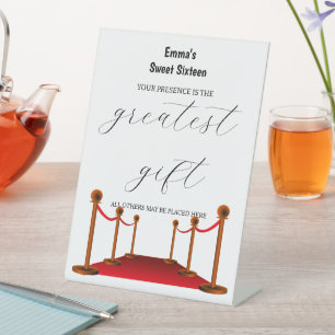 Signe De Table Elégant tapis blanc Hollywood Cartes Cadeau Annive