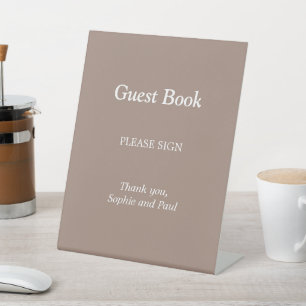 Signe De Table Élégant Taupe Livre d'invité Signal de piédestal