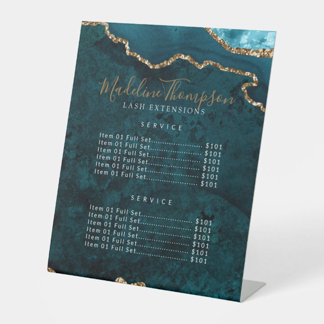 Signe De Table Elégant Turquoise Agate Géode Marbre Services Prix (Recto)