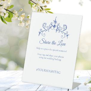 Signe De Table Élégant Vintage Romance Dusty Blue Mariage Photos
